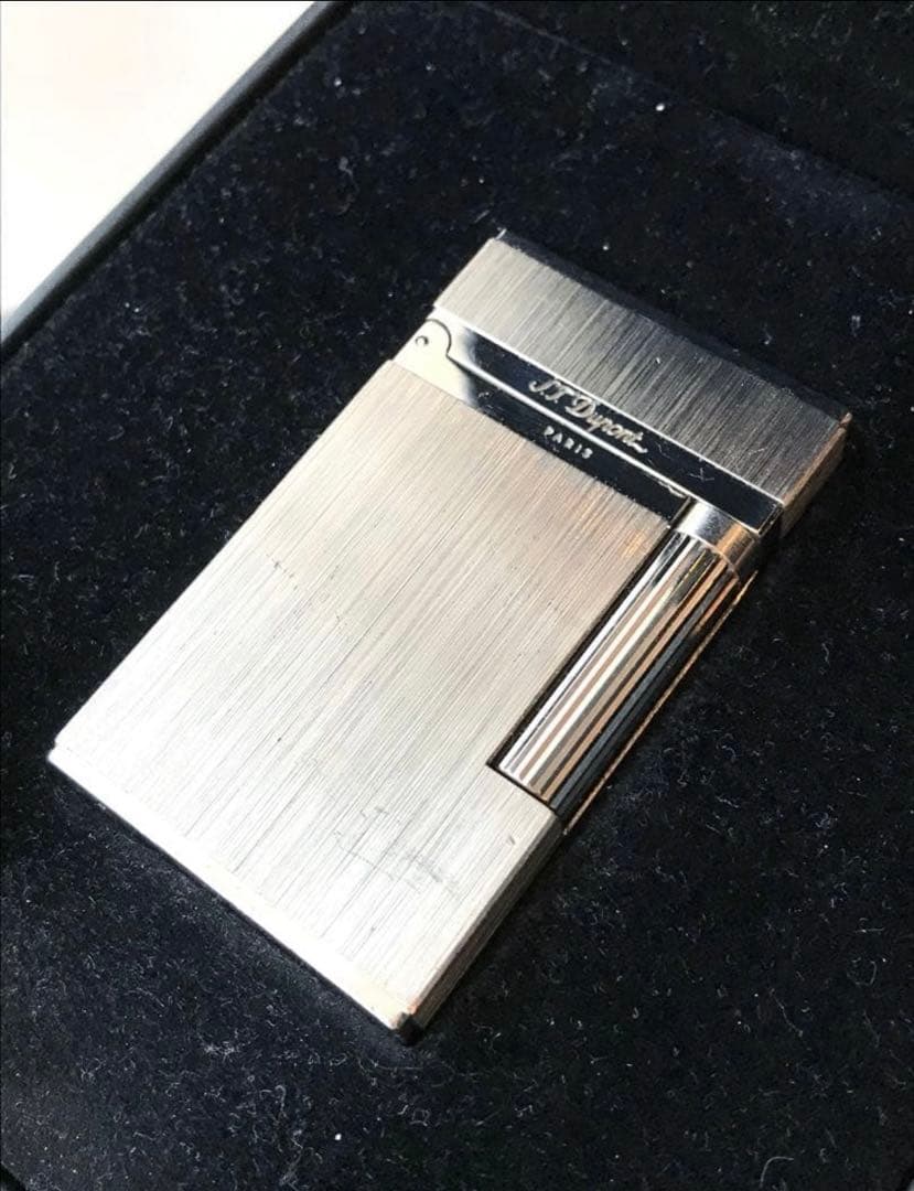 (一部交換必須)大きい音 デュポン　ガスライター　シルバー　ヘアライン　ライン2