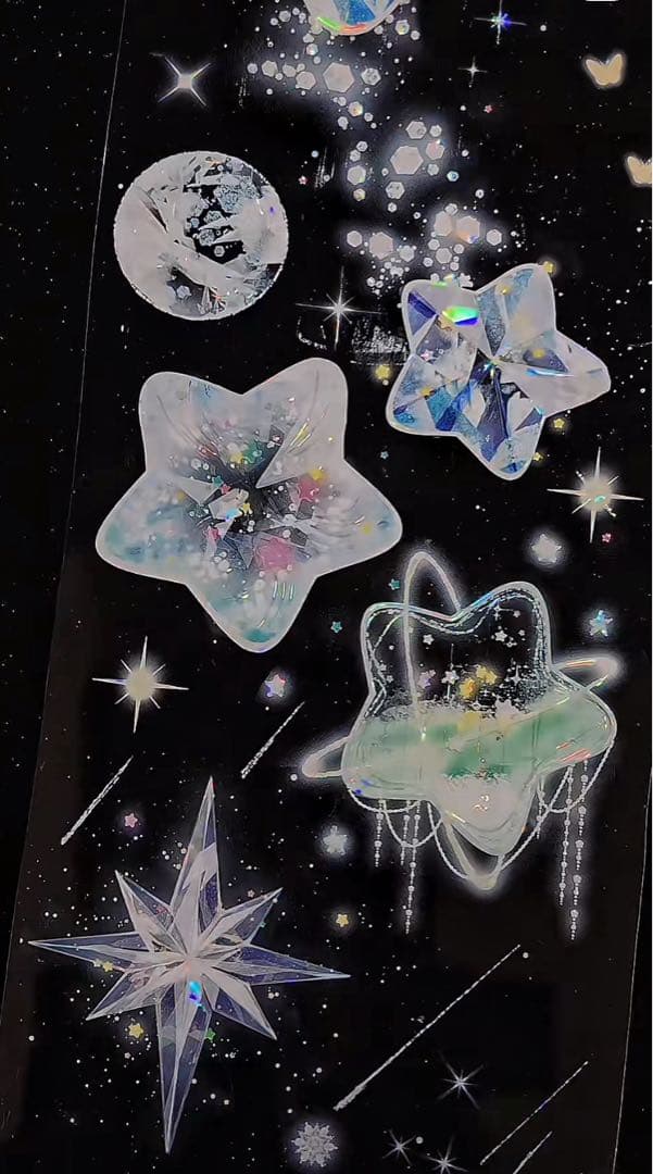 【9460】海外　マステ　3/5/巻　貝殻光マスキングテープ　惑星　青　装飾系