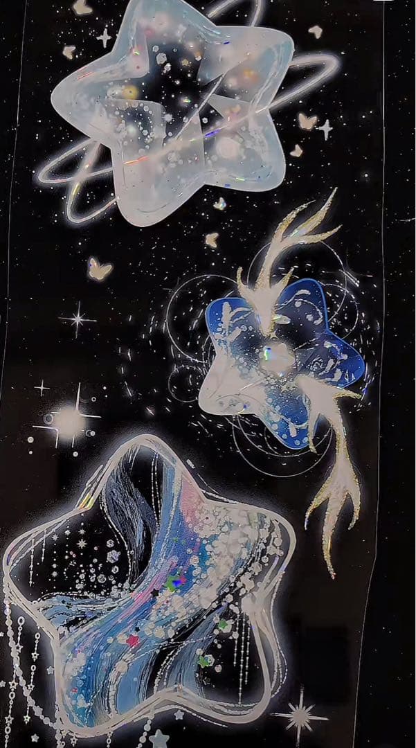 【9460】海外　マステ　3/5/巻　貝殻光マスキングテープ　惑星　青　装飾系