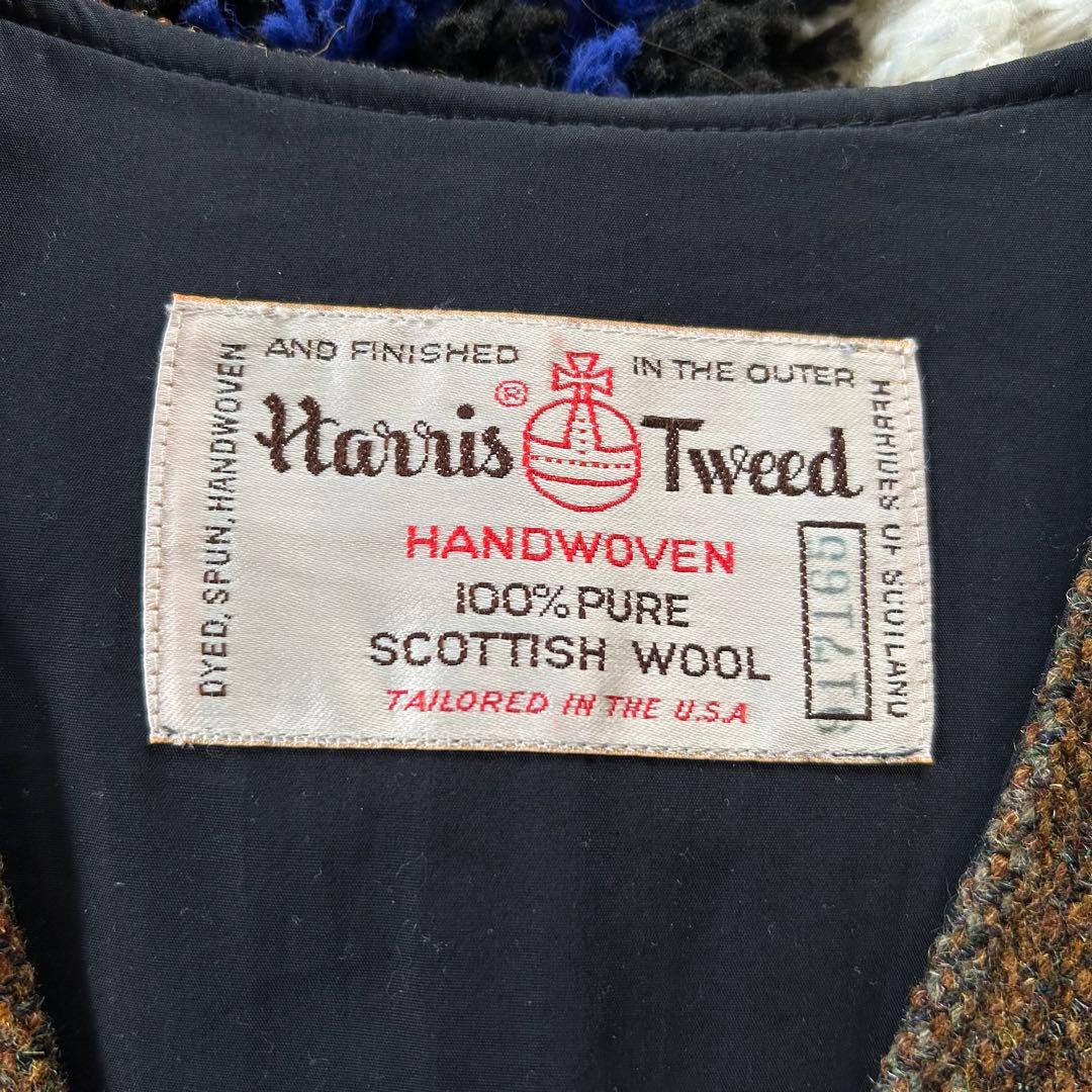 HARRIS TWEED USA製 ヘリンボーン ベスト スコットランド産ウール