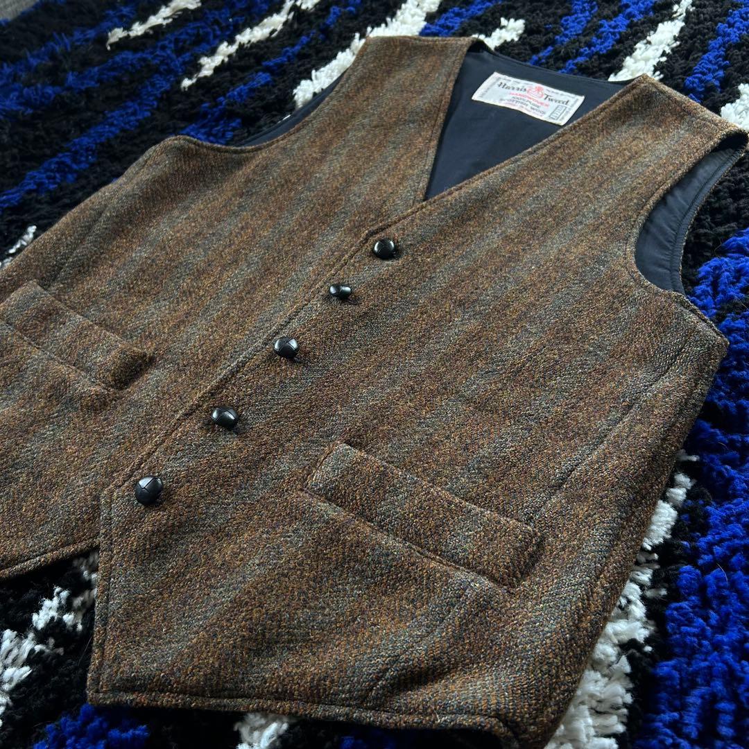 HARRIS TWEED USA製 ヘリンボーン ベスト スコットランド産ウール