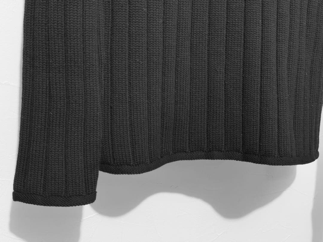 HERMES ブラック リブニットセーター ウール