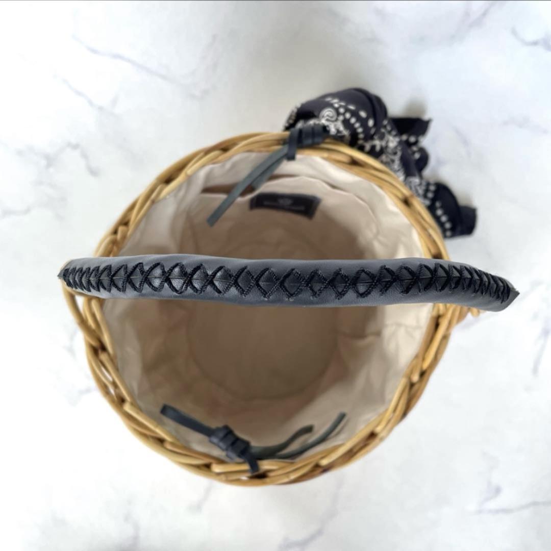 マニプリ manipuri カゴバッグ かご レザーハンドル スカーフセット