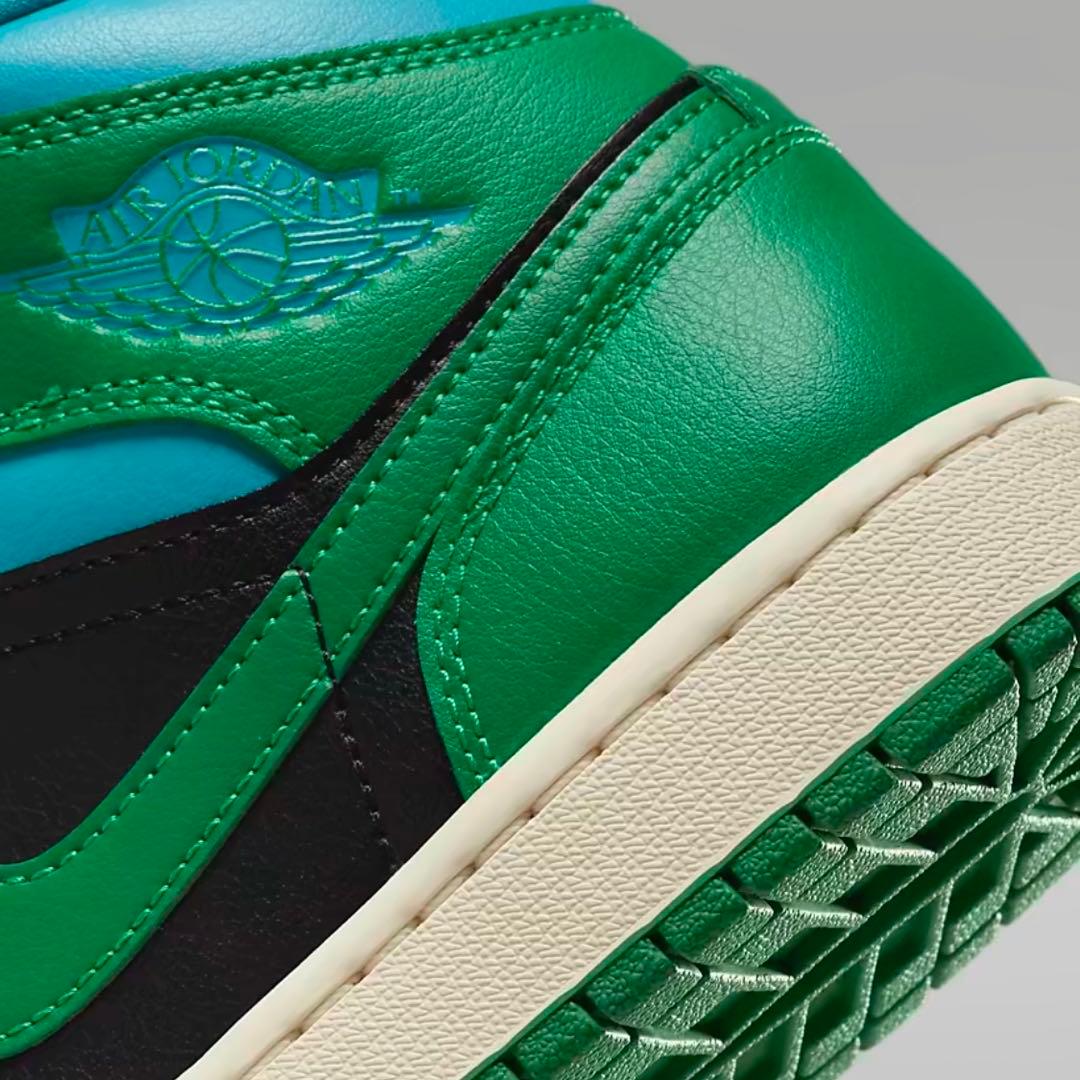 Air Jordan 1 Mid WMNS ブラック/ラッキーグリーン 28cm