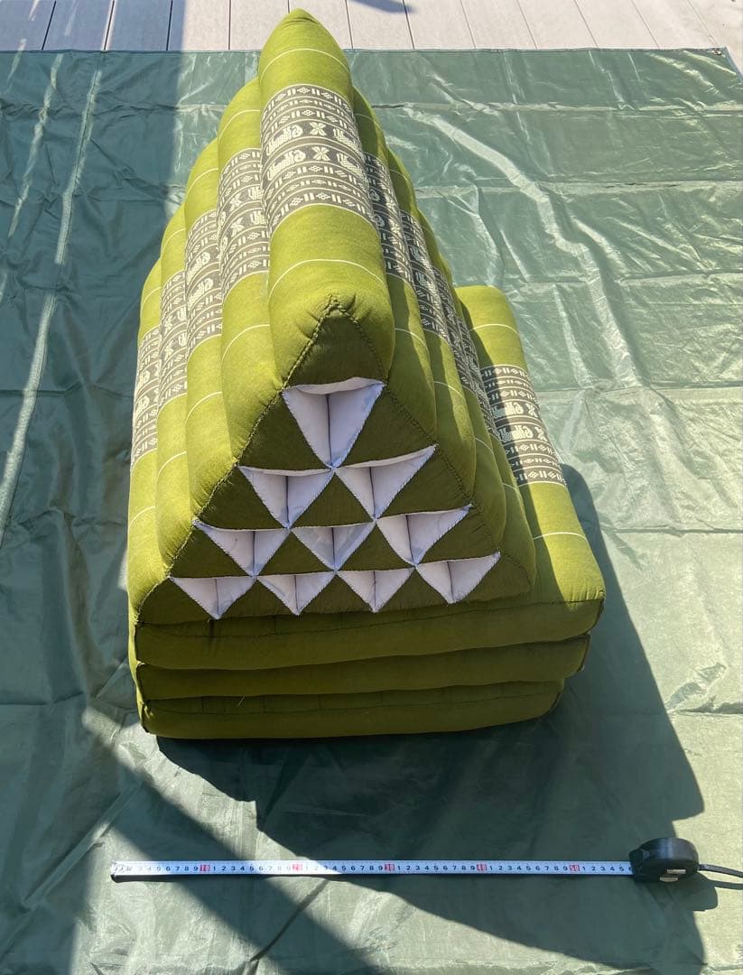 【ナナマフタページ】タイ　三角枕　お昼寝枕　ブルー・グリーン系