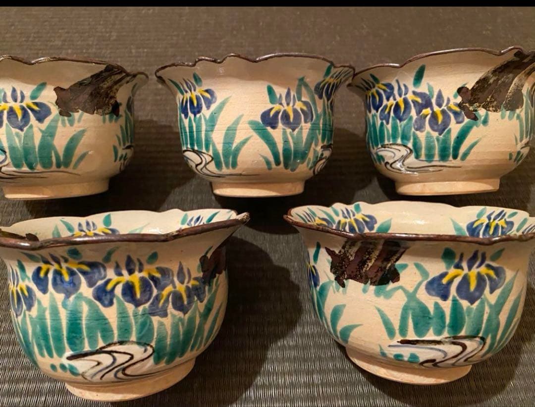 乾山写菖蒲15客　藤の花向付15客京焼 チロンマ