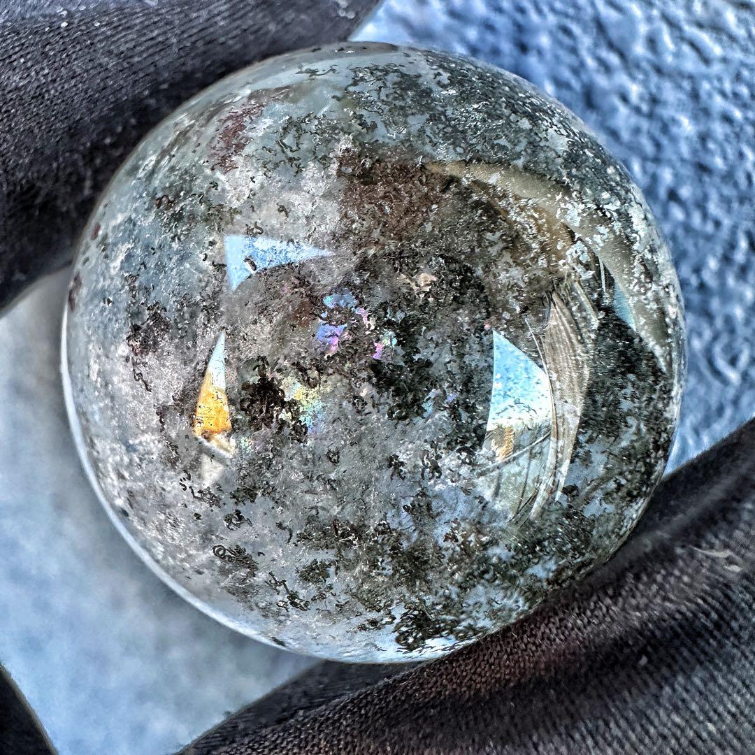 爆アレ❗️レインボー☆ガーデンクォーツ インクォーツ庭園水晶 丸玉 水晶A1323