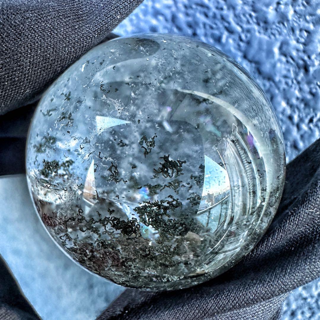 爆アレ❗️レインボー☆ガーデンクォーツ インクォーツ庭園水晶 丸玉 水晶A1323