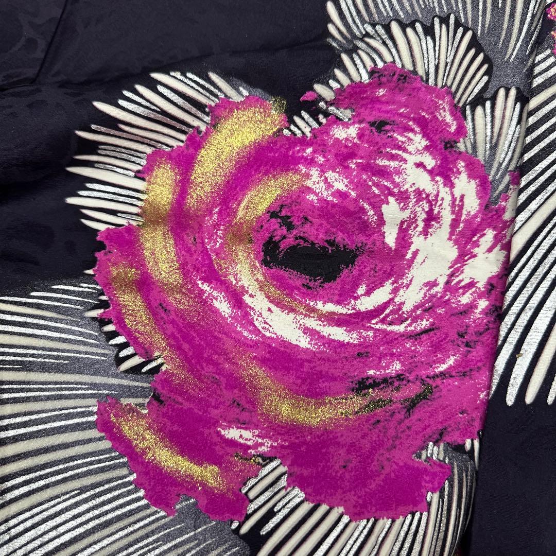 桂由美 ラインストーン キラキラ 薔薇 訪問着 濃紫地