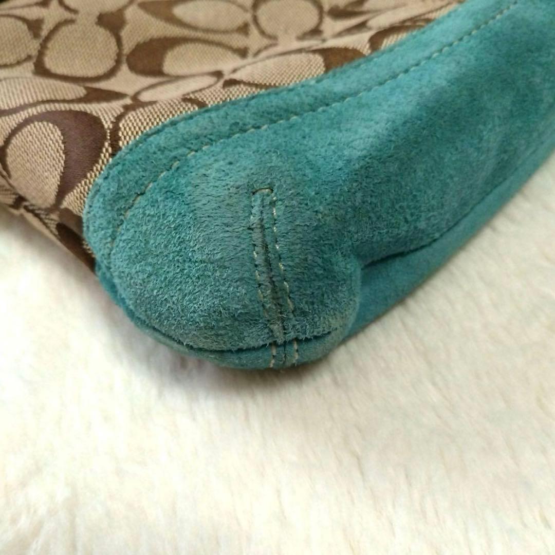 COACH シグネチャー キャンバス ファー付きショルダーバッグ