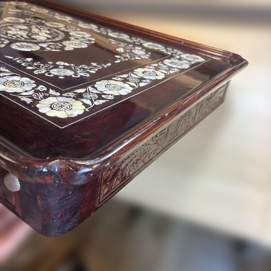 希少　折り畳み式 螺鈿細工 ローテーブル 和家具 伝統工芸　送料込