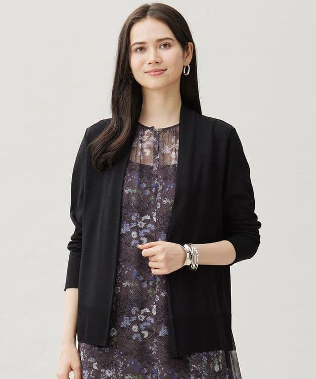 自由区／25SS 洗える UVカット ファンクショナルカーディガン ブラック 黒