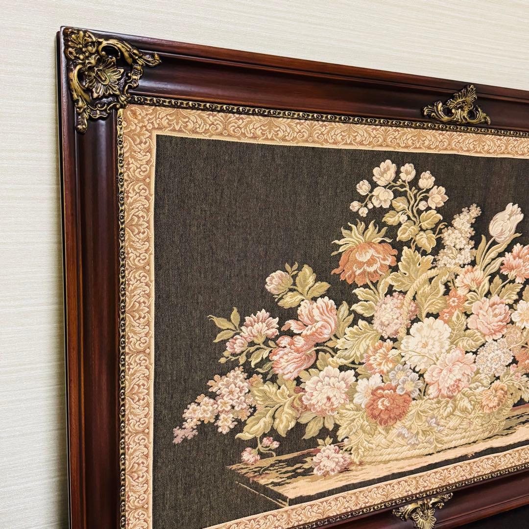 アンティーク額縁　ゴブラン織り タペストリー イタリア製 絵画 132x85