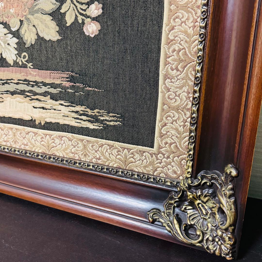 アンティーク額縁　ゴブラン織り タペストリー イタリア製 絵画 132x85