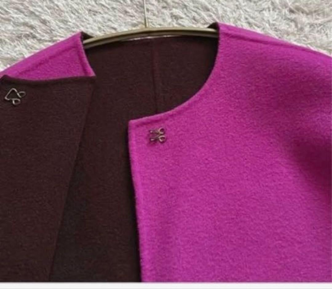 最終SALE【ユナイテッドアローズ】バイカラーリバーミドルコート ノーカラー