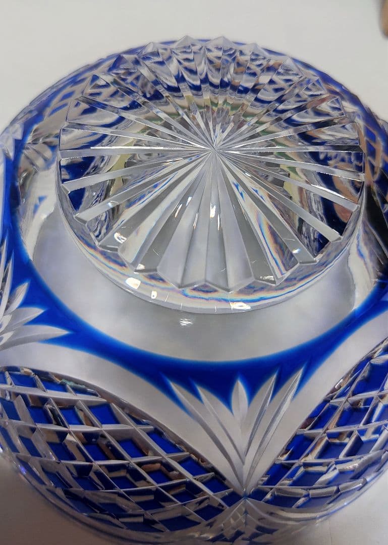 超希少品☆薩摩切子 剣而松笠紋 中鉢（切子、江戸切子、薩摩切子）