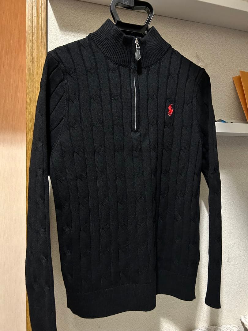 【新品】ポロラルフローレン ケーブルニット クォータージップ セーターL