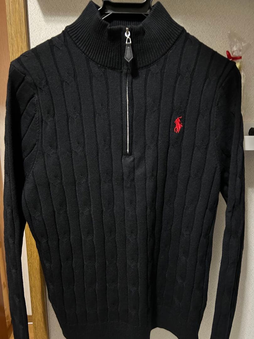 【新品】ポロラルフローレン ケーブルニット クォータージップ セーターL