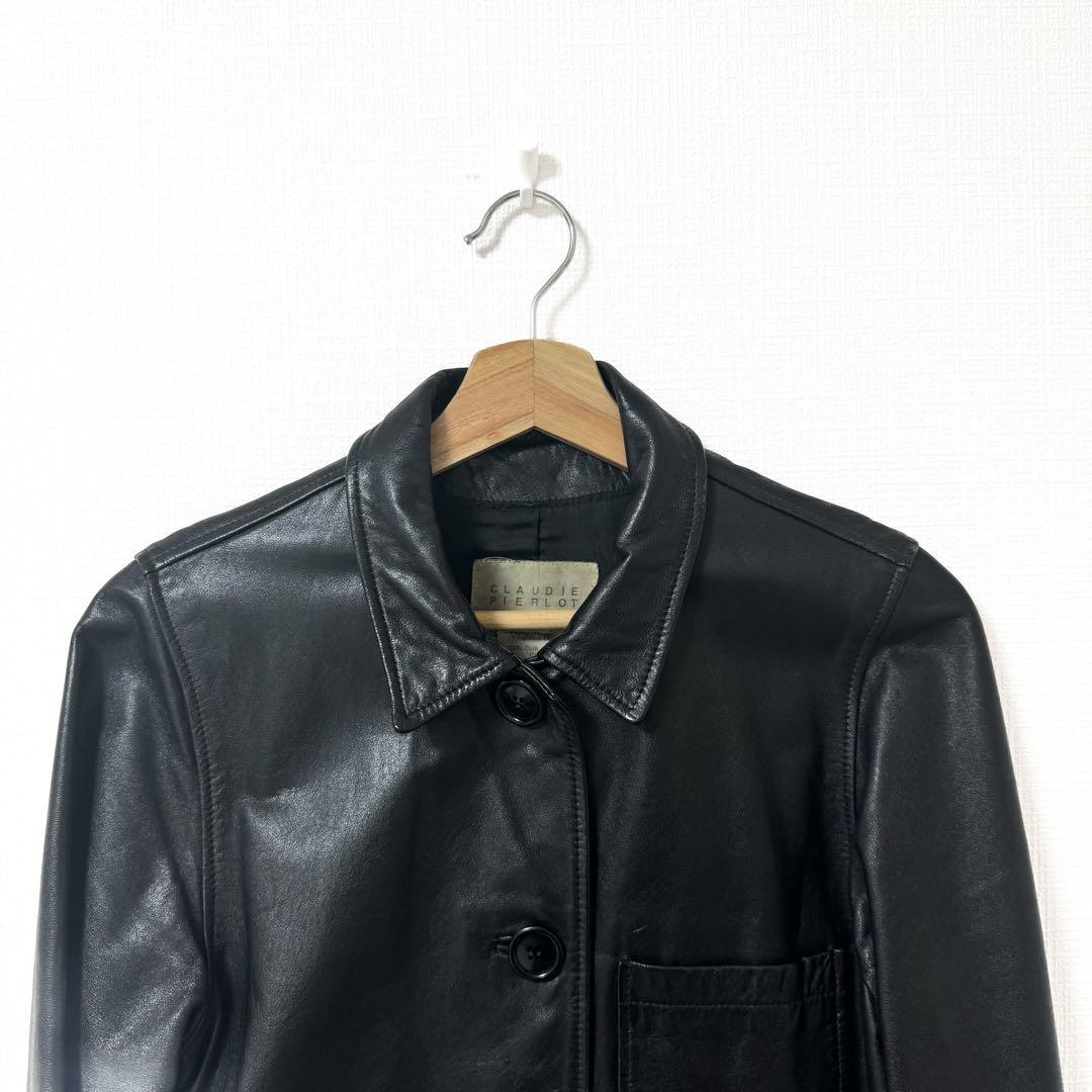 山羊 本革 レザー ジャケット コート 黒 ヤギ革