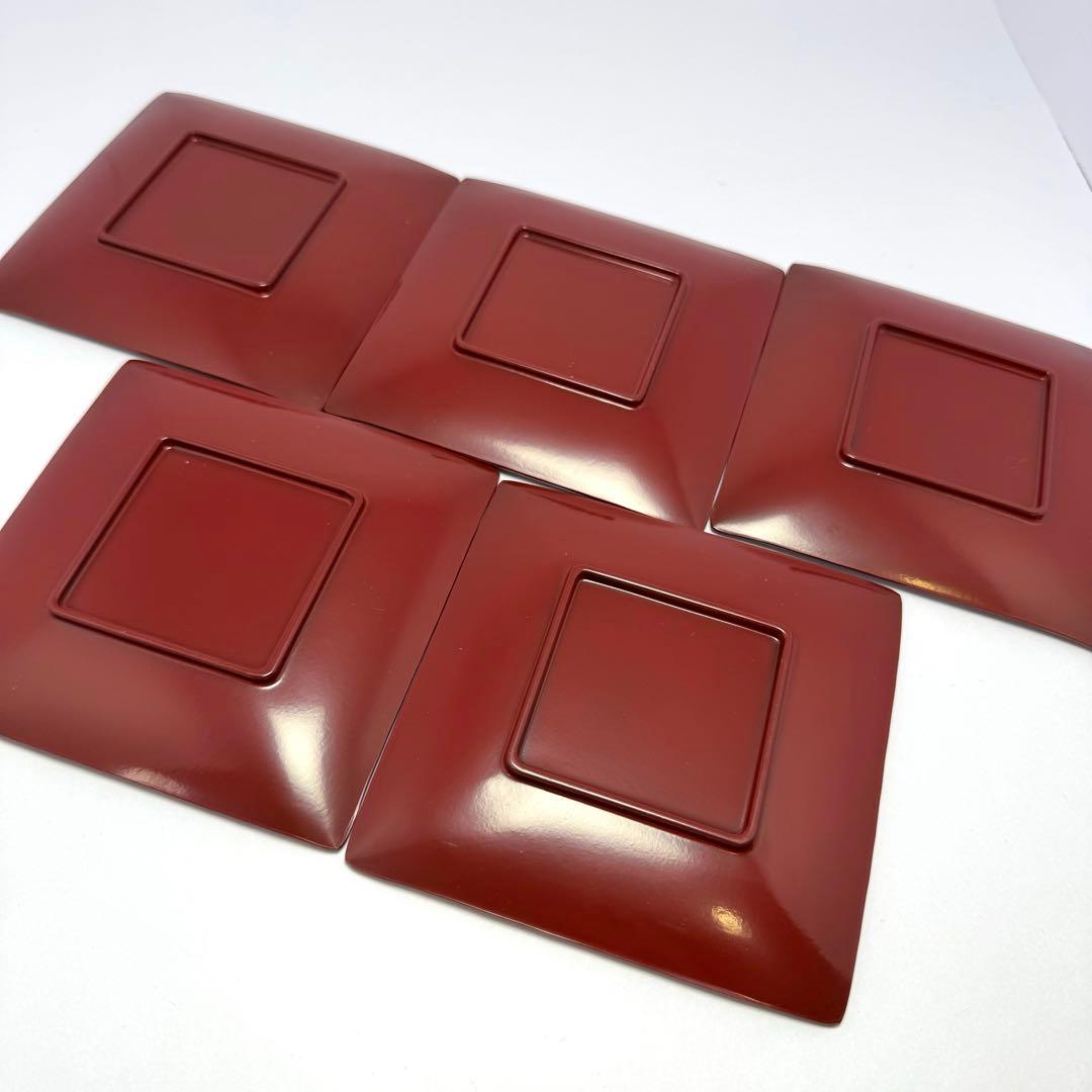 新品未使用 金沢箔工芸 金沢手打箔 洋金箔 角古代銘々皿 5枚セット 共箱説明書