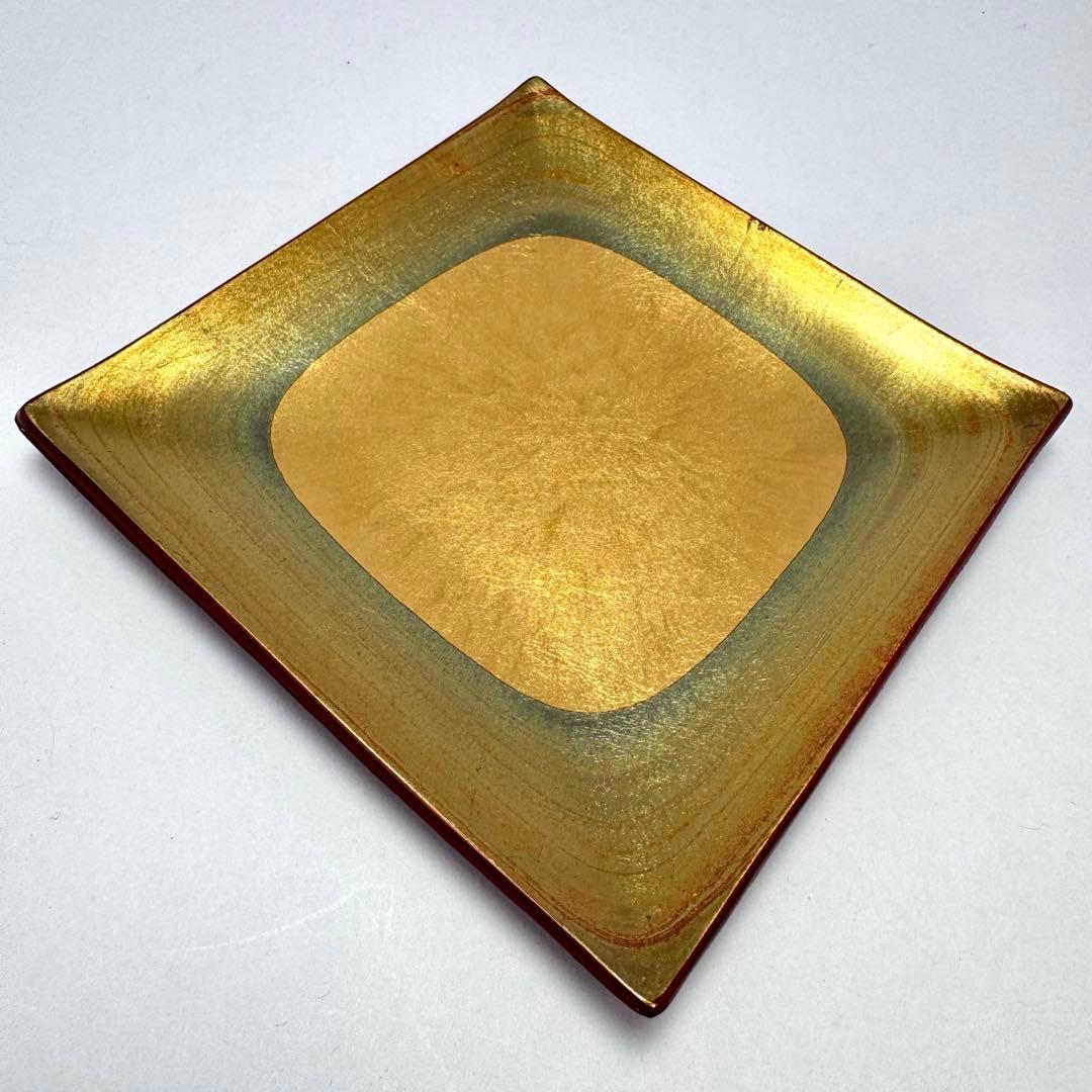 新品未使用 金沢箔工芸 金沢手打箔 洋金箔 角古代銘々皿 5枚セット 共箱説明書