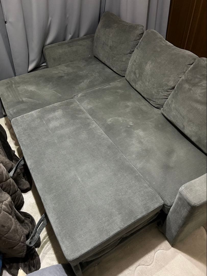 ニトリ収納付きカウチソファベッド 布張りタイプ (ノアーク2 撥水加工 DGY)