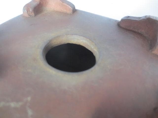 朱泥外縁下紐　花盆　朱泥花盆　中国古鉢　高さ11㎝　　R7/12/18-1