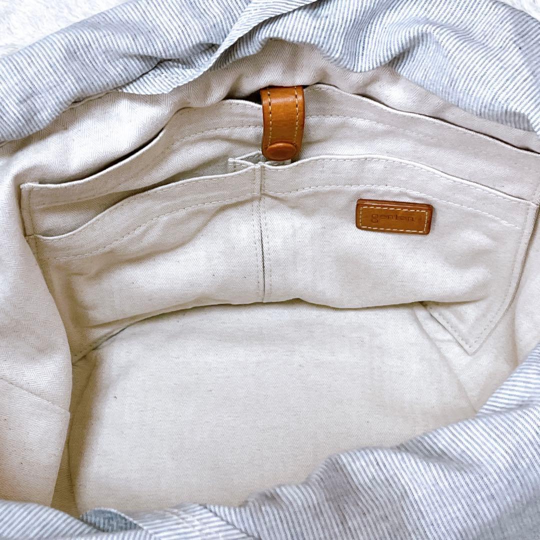 【genten ゲンテン】かごバッグ ラッコルタ　ラフィア編み レザー 極美品