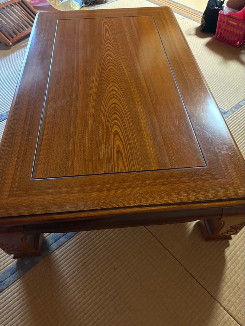 座卓 ローテーブル センターテーブル 木製 彫刻 和室