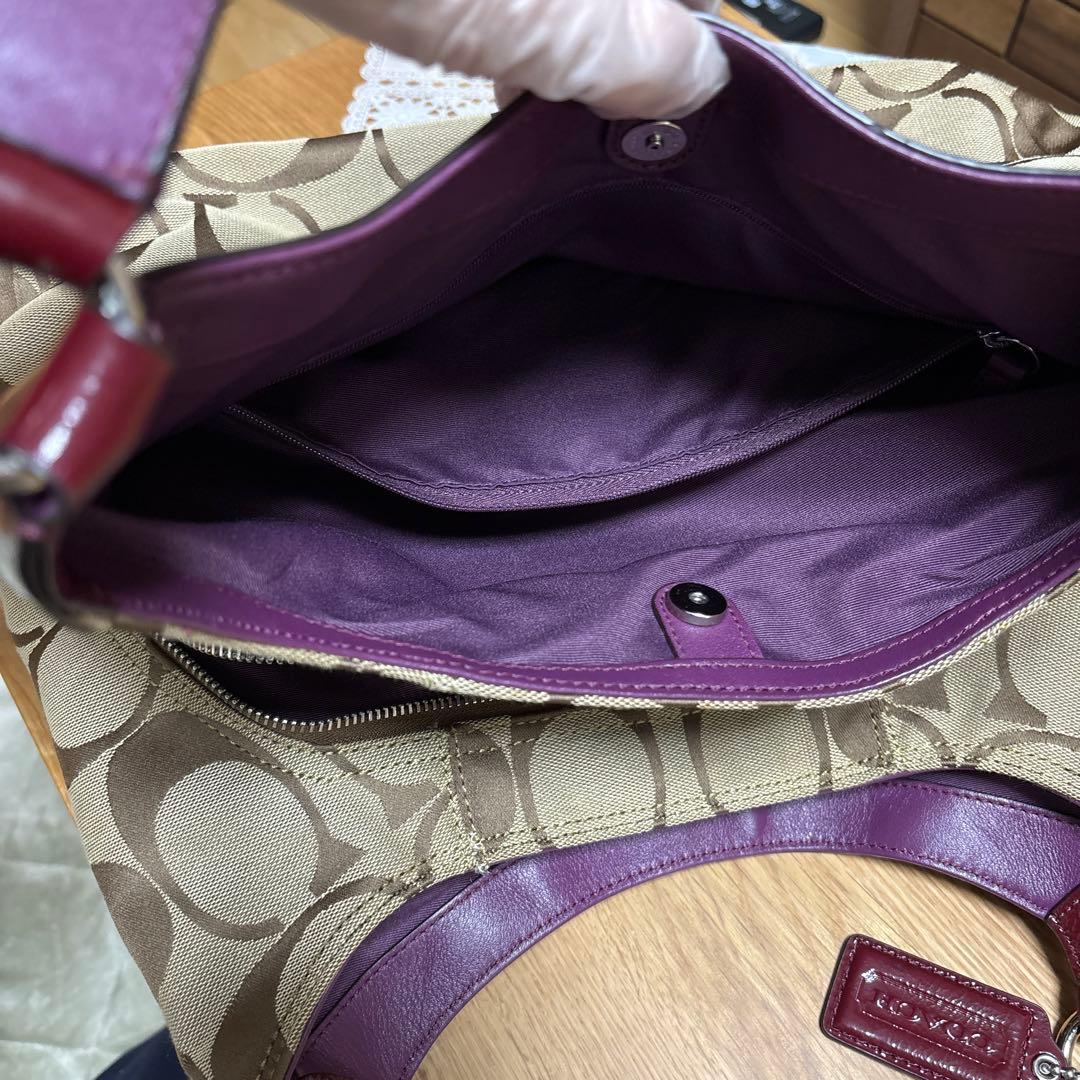 COACH ショルダーバッグ ベージュ/バーガンディ