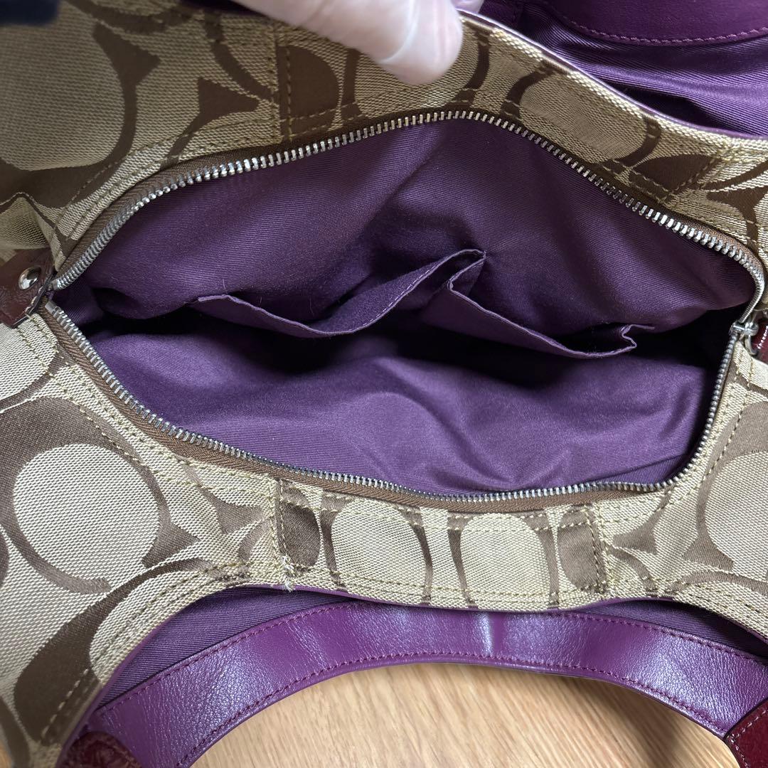 COACH ショルダーバッグ ベージュ/バーガンディ