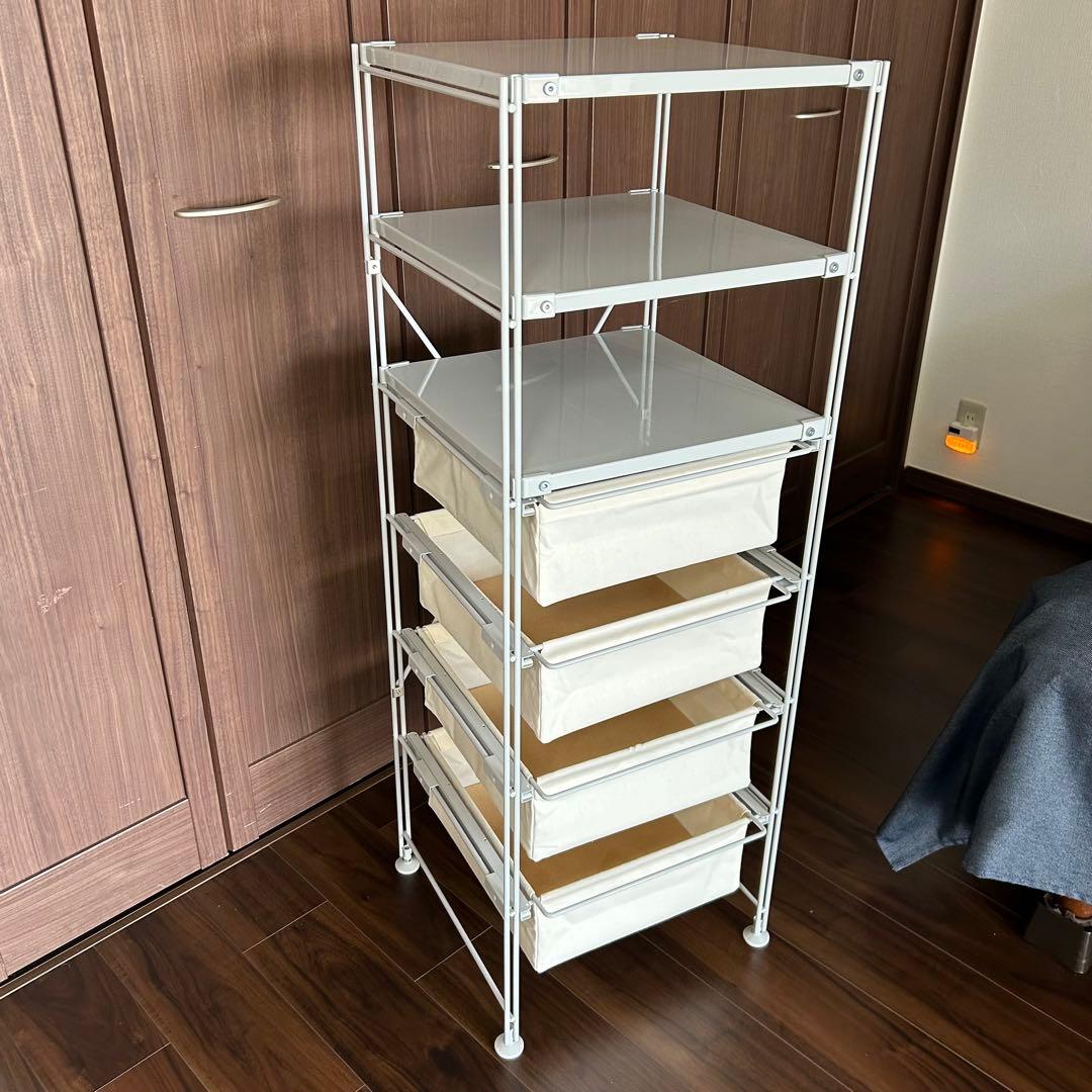 ま*ー様 無印良品　スチールユニット（帆布）バスケットセット シェルフ　グレー