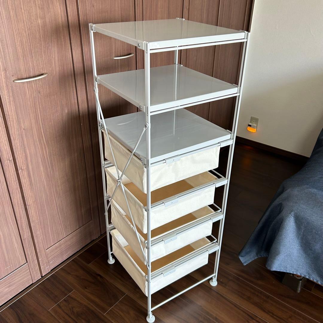 ま*ー様 無印良品　スチールユニット（帆布）バスケットセット シェルフ　グレー