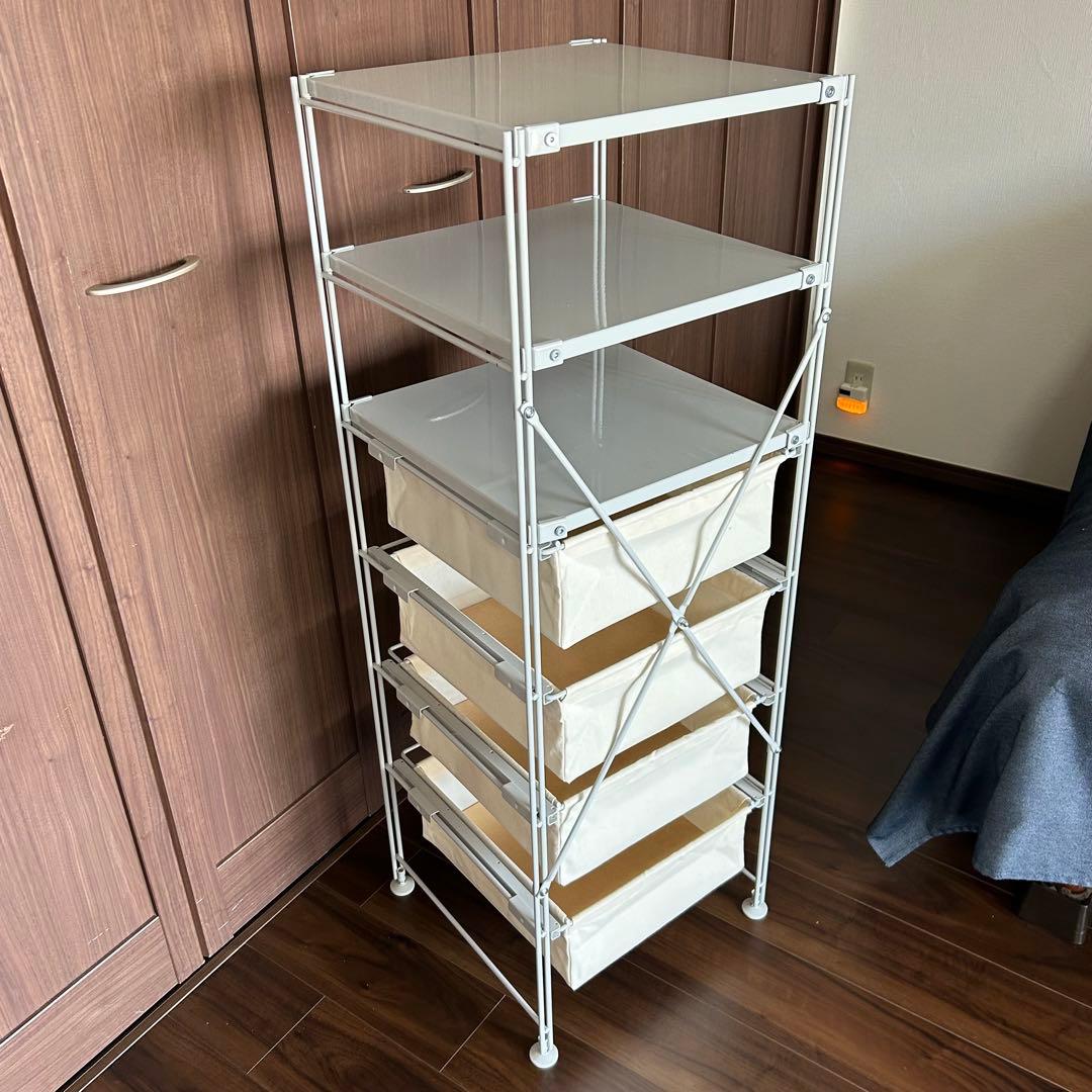 ま*ー様 無印良品　スチールユニット（帆布）バスケットセット シェルフ　グレー