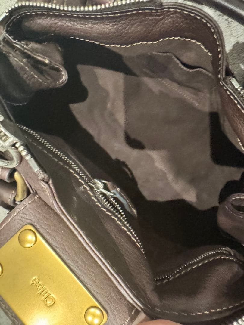 クロエ　パディントン　ブラウンレザー ハンドバッグ 金属ロック付き　南京錠付き