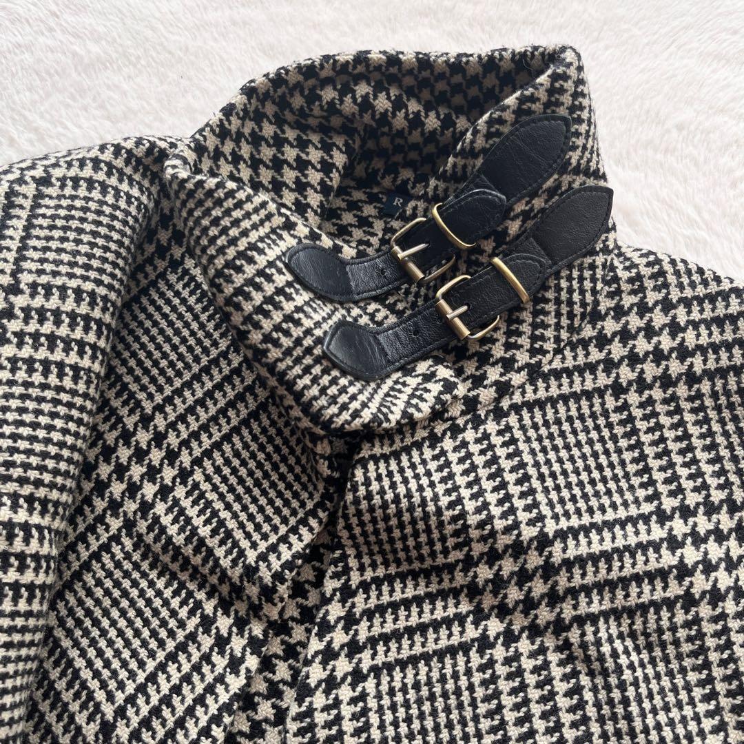 美品✨ラルフローレン ポンチョ ケープ チェック 千鳥格子 レザーベルト