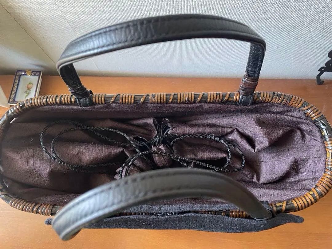 c*o様 竹　ダークブラウン編み込みデザインかごバッグ