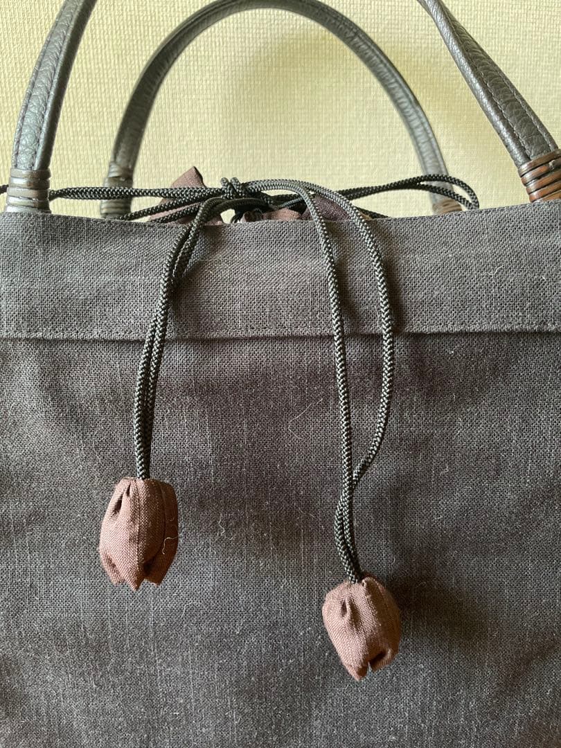 c*o様 竹　ダークブラウン編み込みデザインかごバッグ