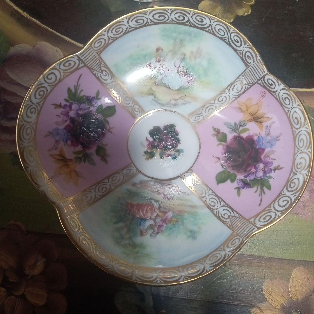 アンティークショコラカップドレスデン＆オマケにアンティーク扇子つけました