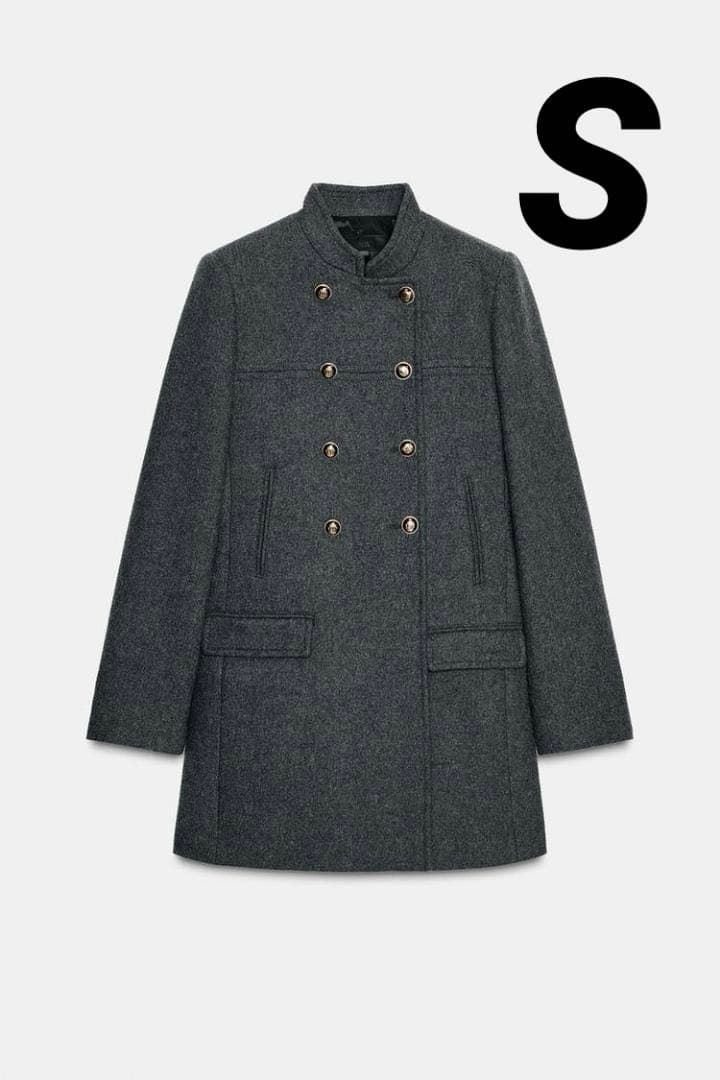 ZARA　ウールダブルブレストコート S