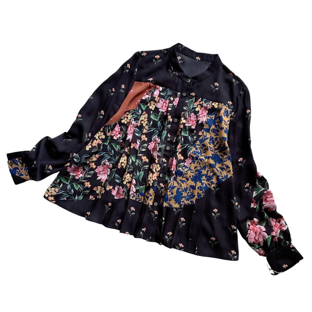 【新品】グレースコンチネンタル 花柄 プリーツ ブラウス M 上品 きれいめ