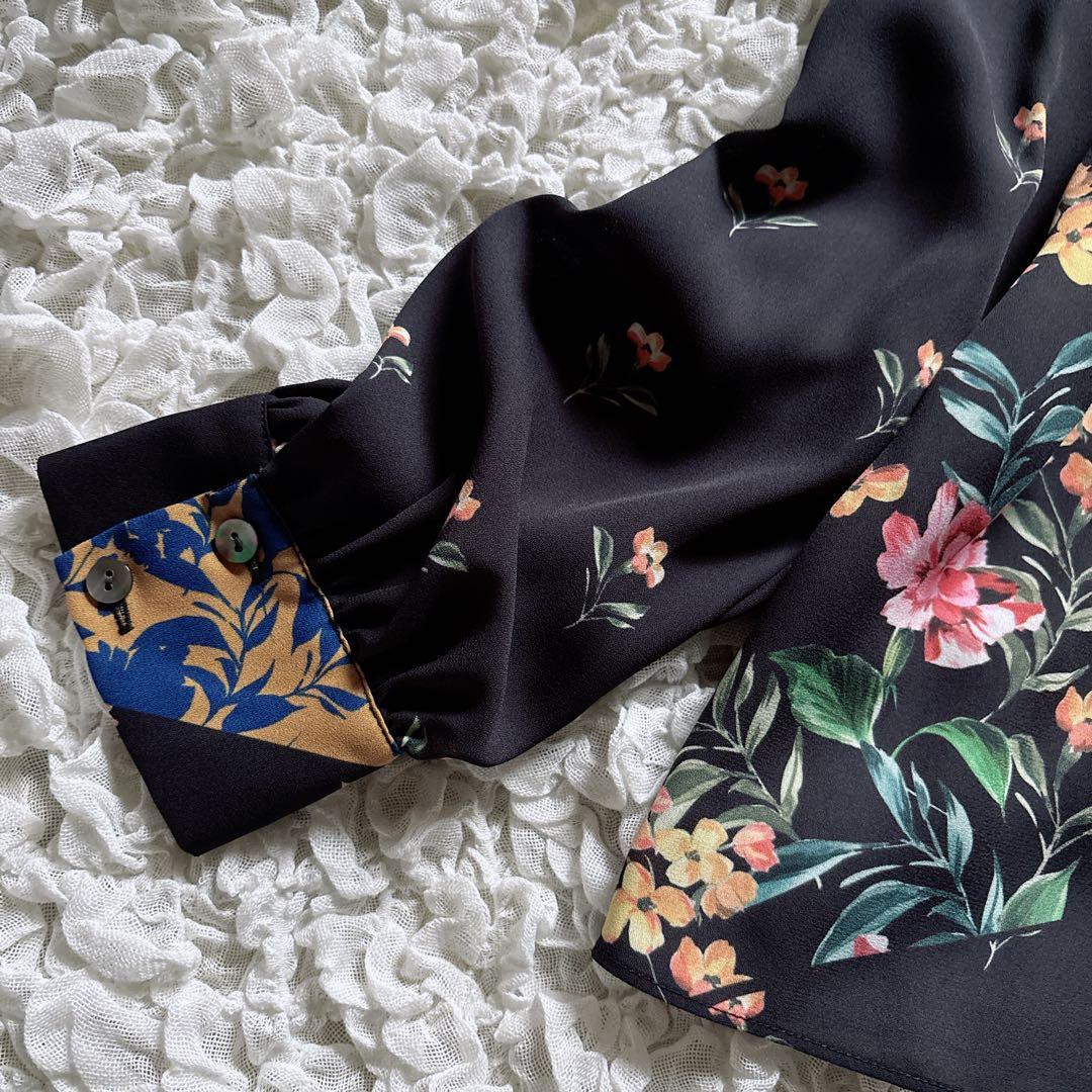 【新品】グレースコンチネンタル 花柄 プリーツ ブラウス M 上品 きれいめ