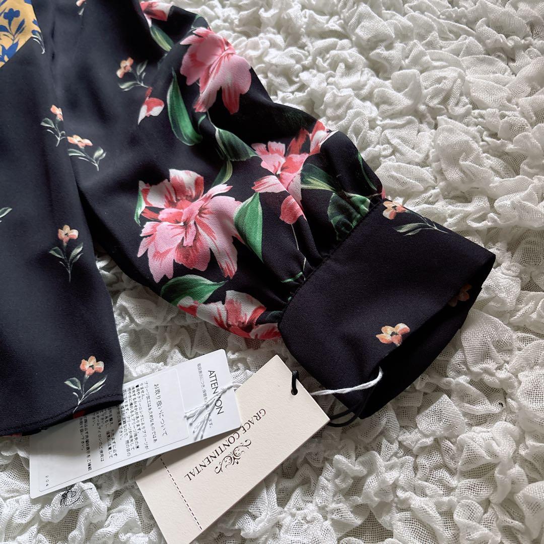 【新品】グレースコンチネンタル 花柄 プリーツ ブラウス M 上品 きれいめ