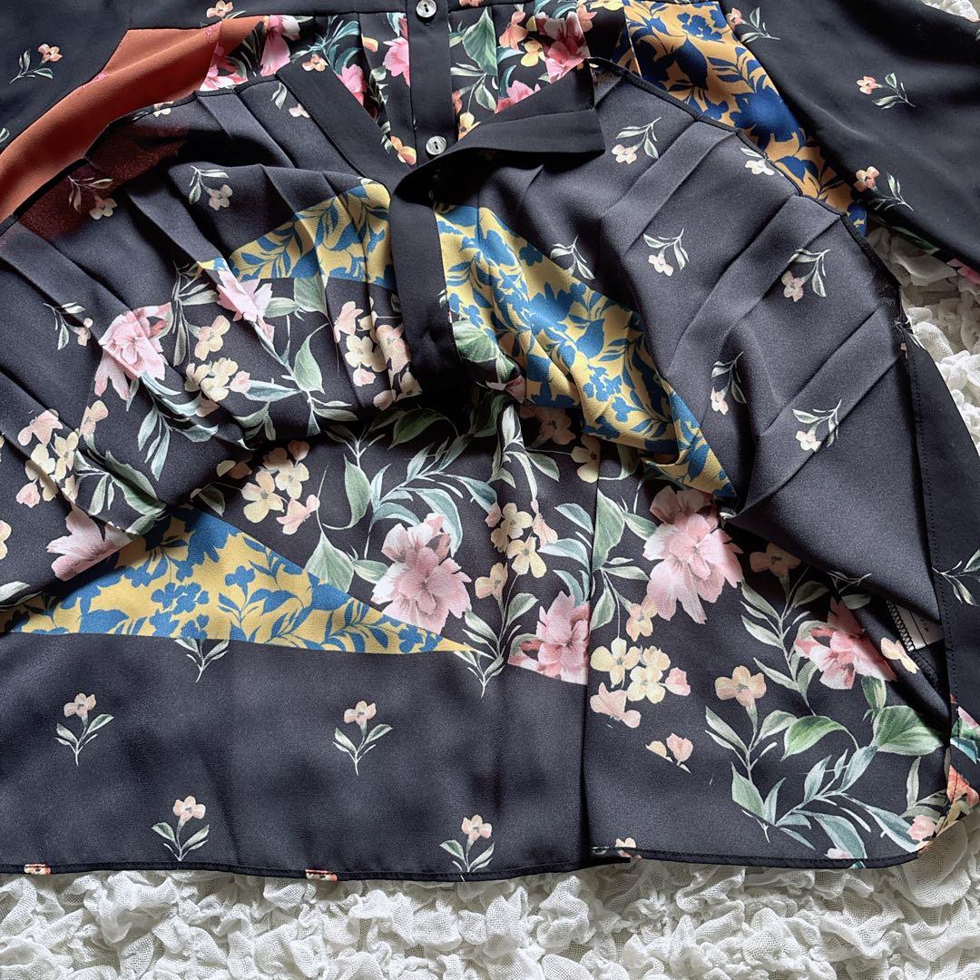 【新品】グレースコンチネンタル 花柄 プリーツ ブラウス M 上品 きれいめ