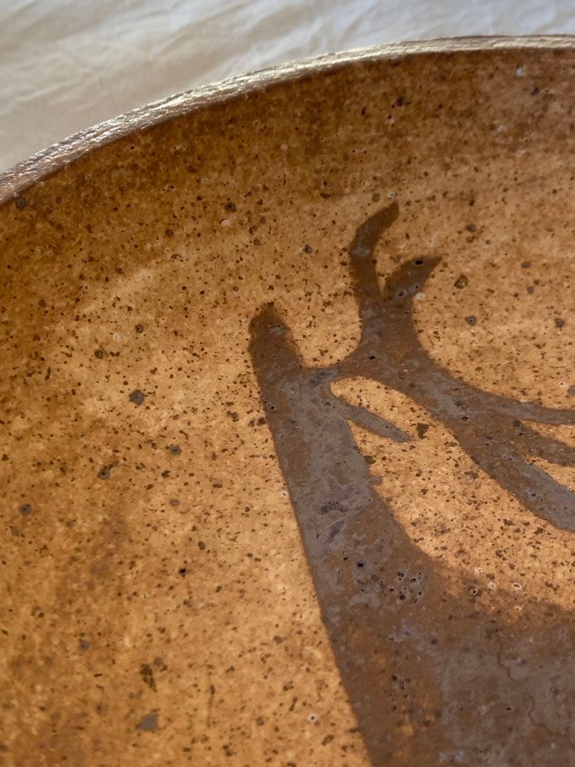 石原稔久さん　鹿絵付鉢　皿　22cm