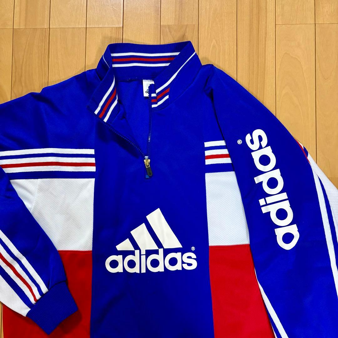90's adidas ジャージ 青赤白トリコロールストライプ上下セット