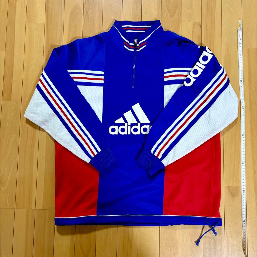 90's adidas ジャージ 青赤白トリコロールストライプ上下セット