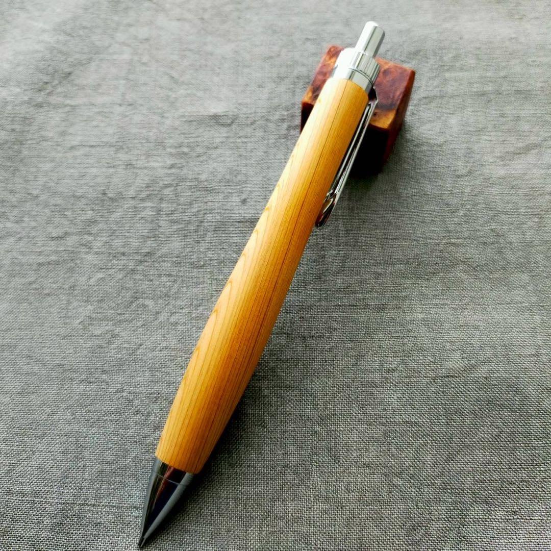 伊勢神宮　檜　ハンドメイド　木軸シャープペン　0.5mm　天然木　シルバー