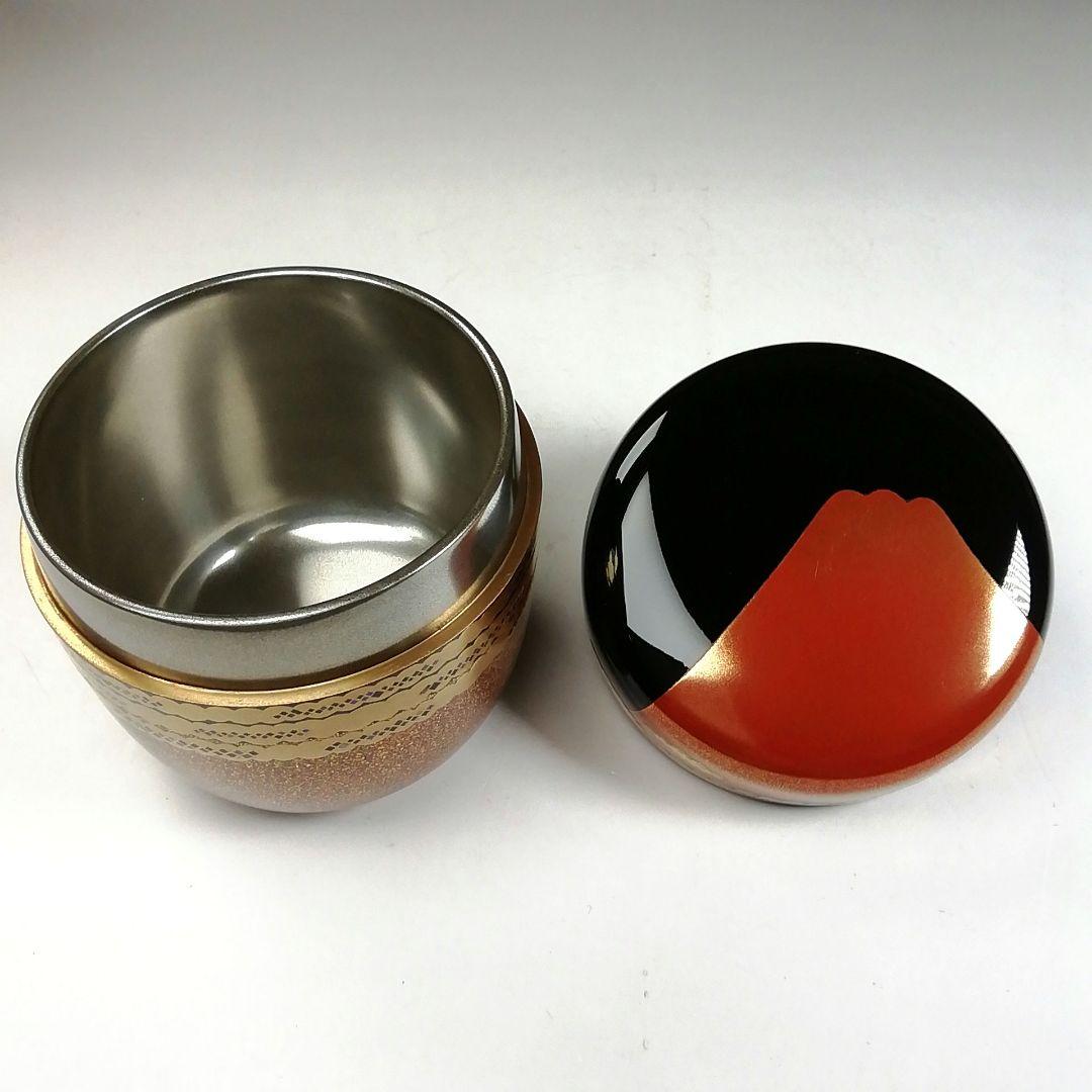 Ｗ２３８　棗　『紅富士蒔絵』『内銀地』『大棗』『細川司光 作』　共箱　茶道具