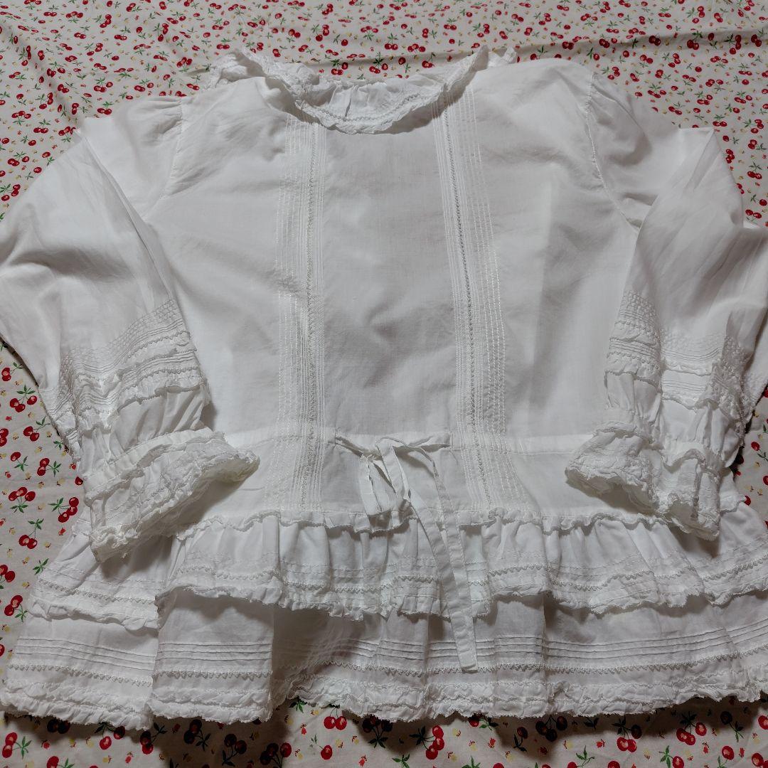 PINKHOUSE　ピンクハウス　フリル付きホワイトコットンシャツ